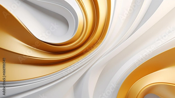 Fototapeta Modern and Creative 3D Abstraction Wallpaper for Walls. 3d Three-dimensional Luxury Golden and White Background