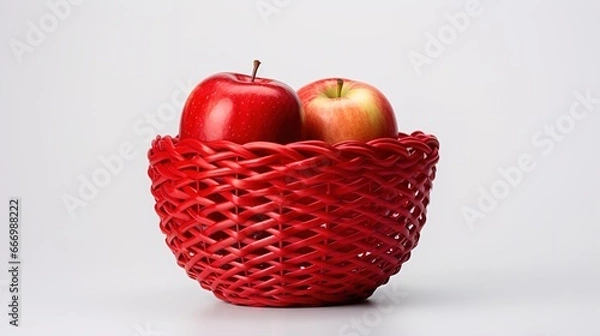 Fototapeta apples in a basket, white background