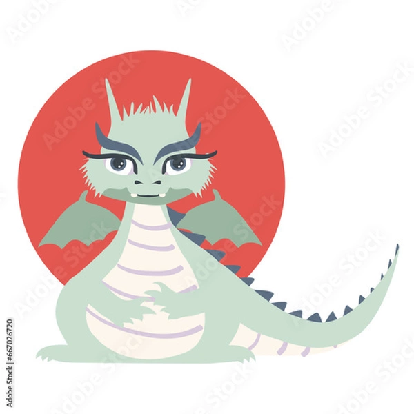 Obraz Happy Chinese new year 2024 with cute dragon. Zodiac cartoon character. Happy new year. Vector