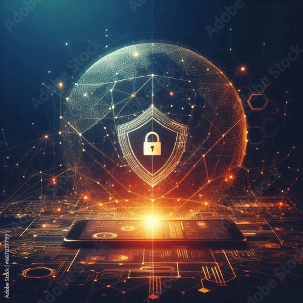 Fototapeta Internet security system concept background generative ai art