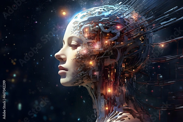 Fototapeta Artificial Intelligence -  Androids and AI: A Symphony of Mechanical Souls Crafting Digital Dreams