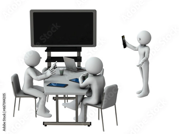 Obraz 大型ディスプレイを使ってプレゼンするビジネスマン。