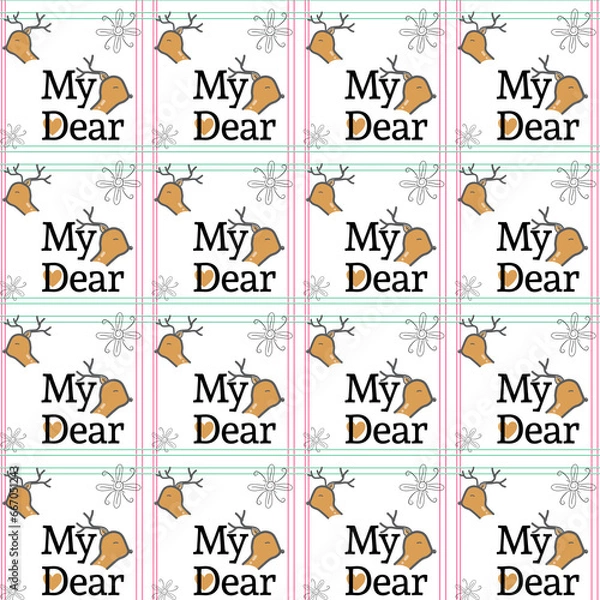 Fototapeta seamless pattern with deer's face