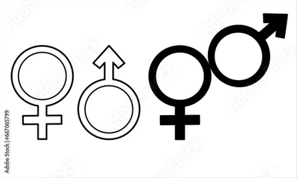Obraz two pairs of male and female symbols are black and white