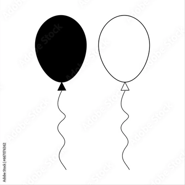 Obraz two black and white string balloons lined up in a white box
