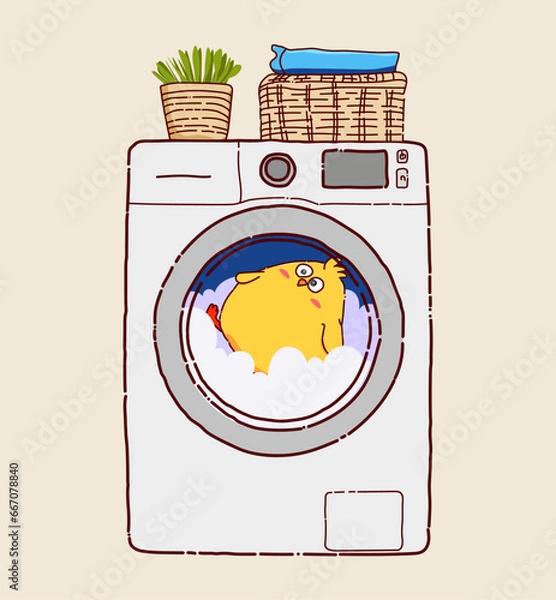 Obraz  washing machine washing machines with chick