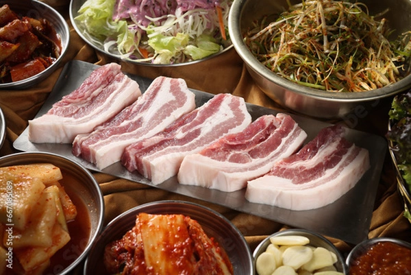Obraz samgyeopsal, pork belly, 삼겹살, 오겹살