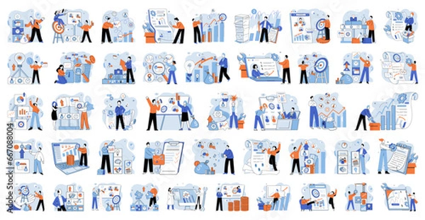 Fototapeta Business development. Vector illustration. Job seekers explore various career paths and opportunities Business Concept illustrations convey powerful messages and stories effectively Gender equality