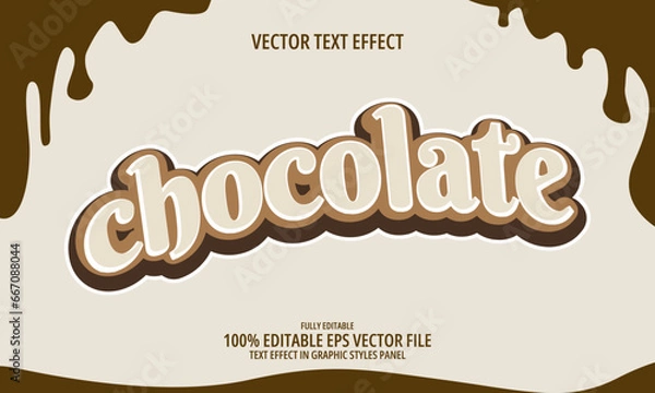 Fototapeta Editable simple flat text effect chocolate brown 3d template style  melted choco vector