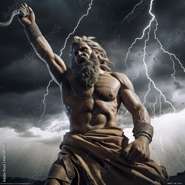 Fototapeta Zeus controlling the lightning 
