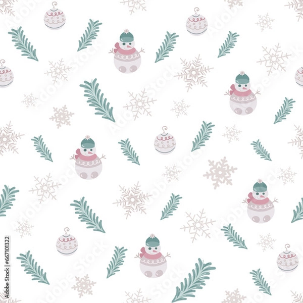 Obraz Pattern with New Years elements. Vector background