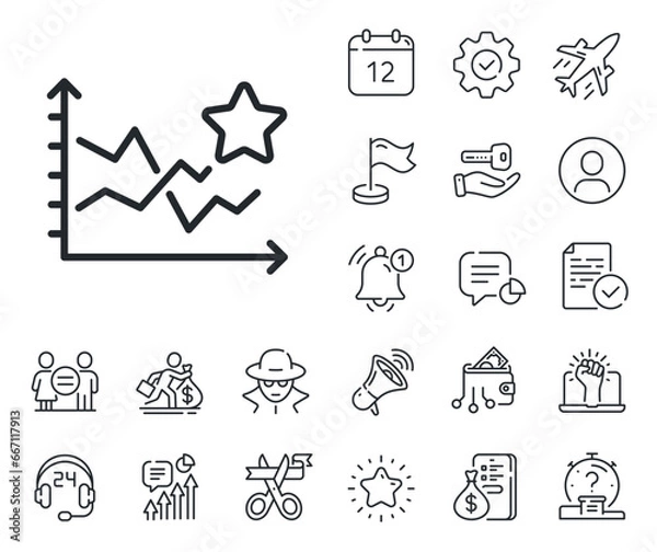 Fototapeta Stars rating sign. Salaryman, gender equality and alert bell outline icons. Ranking star line icon. Best stats rank symbol. Ranking stars line sign. Spy or profile placeholder icon. Vector