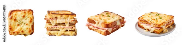 Fototapeta Croque Monsieur, transparent background, isolated image, generative AI
