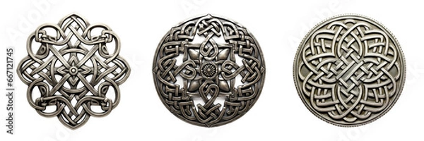Obraz Celtic Knotwork Design, transparent background, isolated image, generative AI
