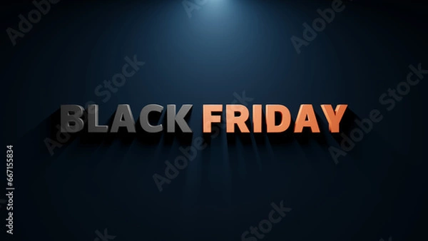 Fototapeta Black Friday Sale neon banner. Design signboard for black Friday sale on brick wall texture. Glowing white and red neon letters in frame.  Black Friday background. Online shop sale banner.3D Rendering