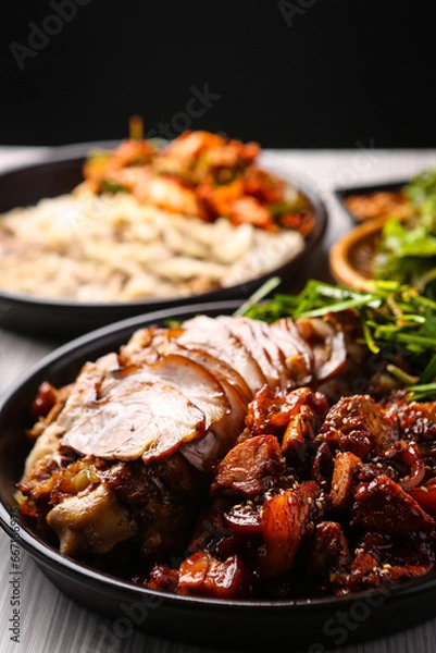 Obraz boild pork with vegetables