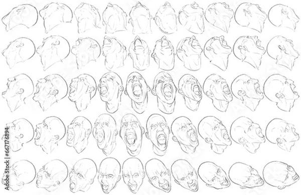 Fototapeta 50 Face Expressions - Digital Art (3D to 2D)