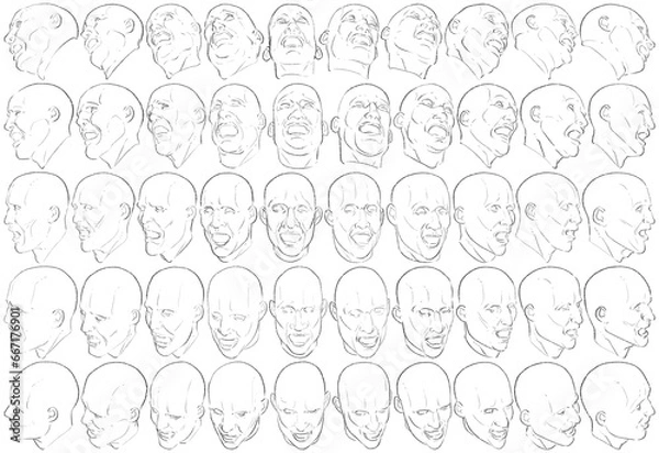 Fototapeta 50 Face Expressions - Digital Art (3D to 2D)