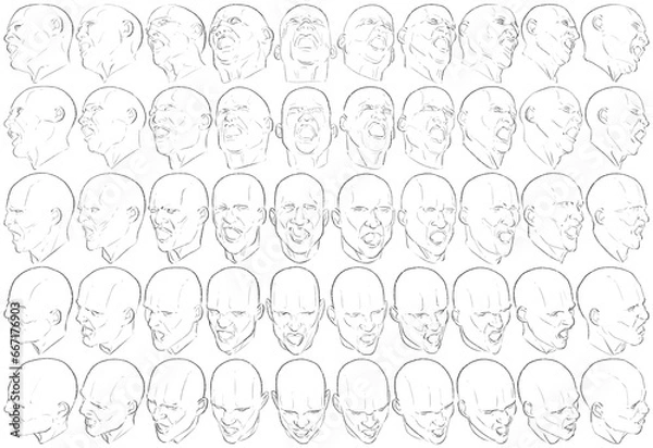 Fototapeta 50 Face Expressions - Digital Art (3D to 2D)