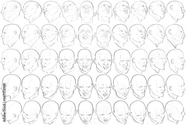 Fototapeta 50 Face Expressions - Digital Art (3D to 2D)