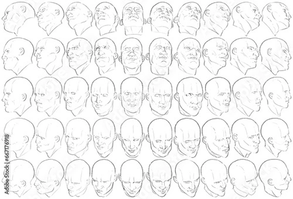 Fototapeta 50 Face Expressions - Digital Art (3D to 2D)