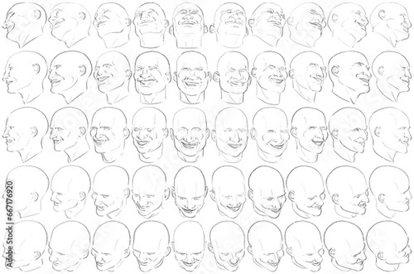 Fototapeta 50 Face Expressions - Digital Art (3D to 2D)