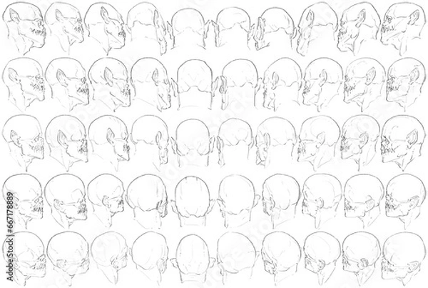 Fototapeta 50 Heads - Digital Art (3D to 2D)