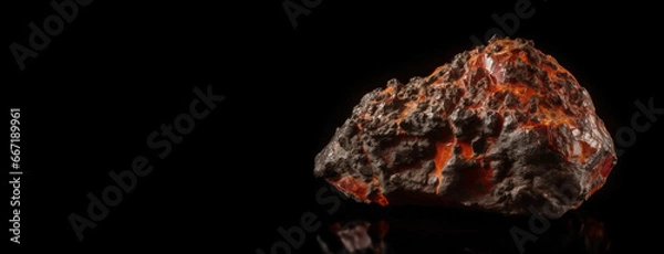 Fototapeta Painite is a rare precious natural geological stone on black background in low key. AI generated.