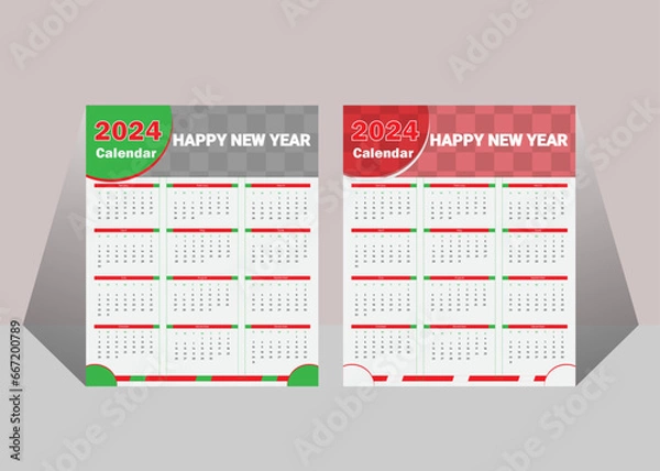Obraz Monthly calendar template for 2024 year.