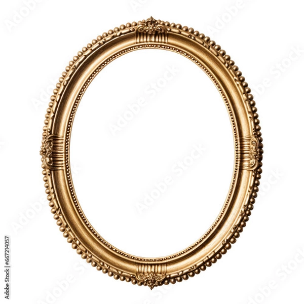 Obraz antique gold frame, with decorative elements and ovel shape