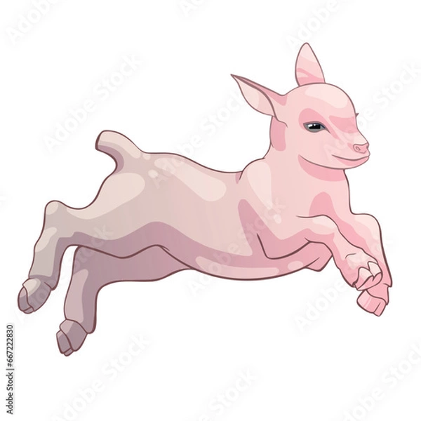 Fototapeta A little goat in a jump. Abstract vector illustration