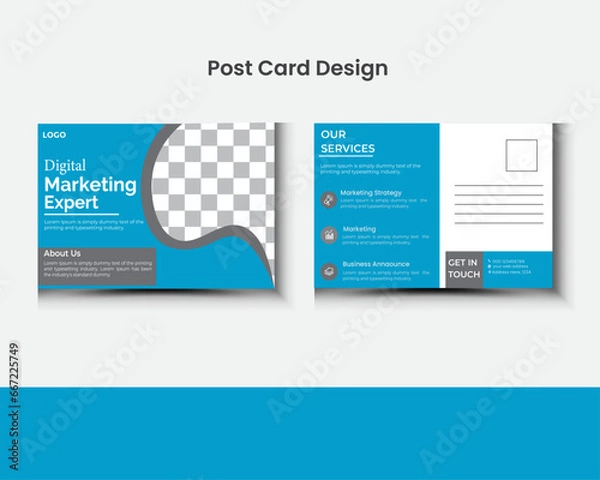 Obraz Elegant postcard design, marketing postcard design, business. Modern postcard design template.