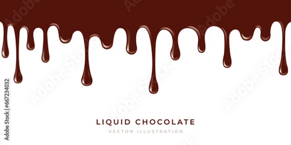 Obraz Smudges of liquid dark chocolate on a white background. Vector illustration.