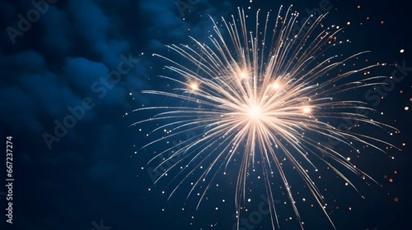Obraz Close up of an white Firework in the Sky. Festive Template for New Year's Eve and Celebrations