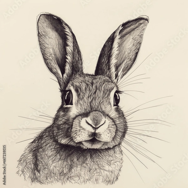 Obraz Drawing of a rabbit made in pencil with a bunny hare