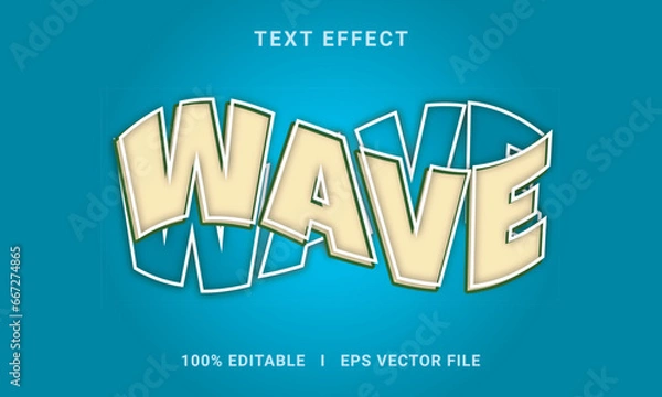 Fototapeta Wave text effect editable modern lettering font style