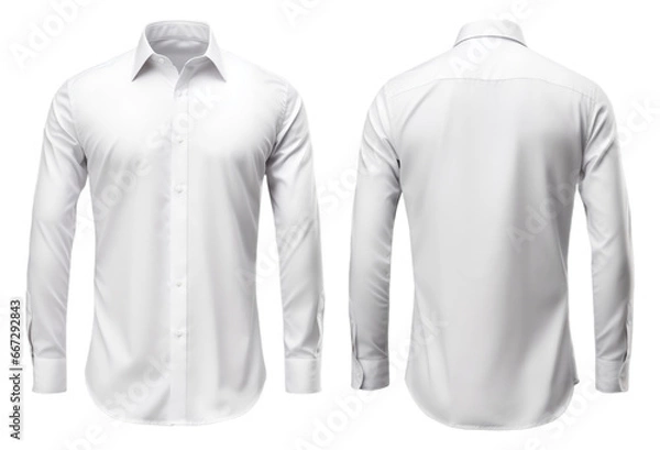 Fototapeta set of white long sleeve shirt designs with front and back views, isolated on transparent background, generative ai