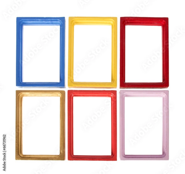 Fototapeta Set of six wooden framework for photo
