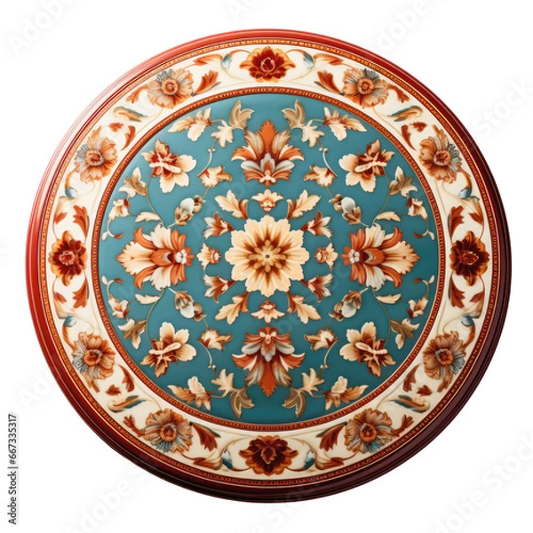 Fototapeta Elegant isolated transparent circle carpet, a touch of modernity for your interior. Minimalist sophistication