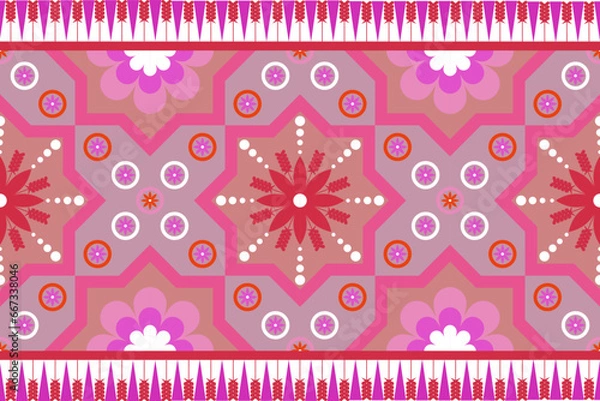 Fototapeta ethnic pattern design, repeat and seamless, geometric and floral element for textile.