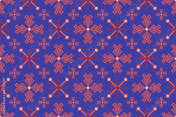 Fototapeta ethnic pattern design, repeat and seamless, geometric and floral element for textile.