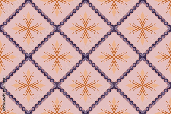 Fototapeta ethnic pattern design, repeat and seamless, geometric and floral element for textile.