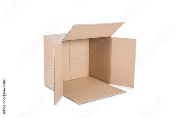 Fototapeta Cardboard box on white background. 