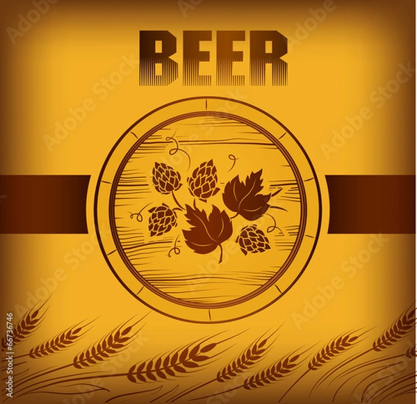 Obraz beer keg with hop for label, package