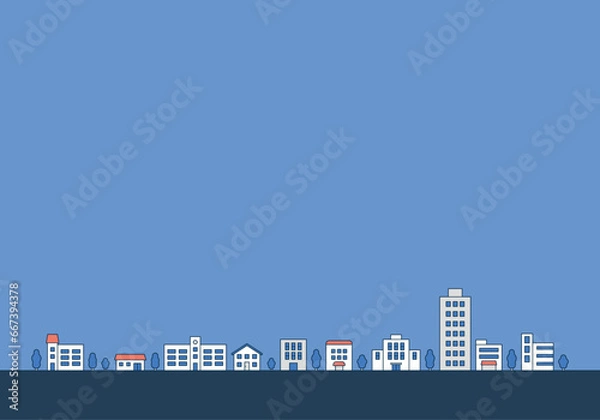 Fototapeta ビルが並ぶ街並みのベクターイラスト