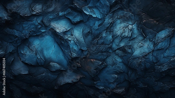Fototapeta Background texture of blue lava rock texture, Close up detail of abstract art stone texture. Blue texture is a mosaic of angular fragments