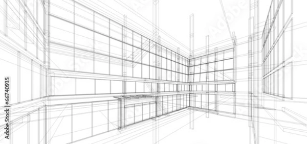 Fototapeta Abstract wireframe building