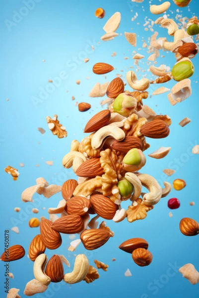 Obraz Dry Fruits and Mixed Nuts Levitate	
