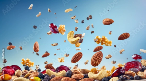 Fototapeta Dry Fruits and Mixed Nuts Levitate	