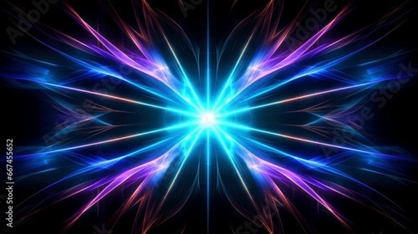 Fototapeta Abstract multicolor neon glowing line, Technology background